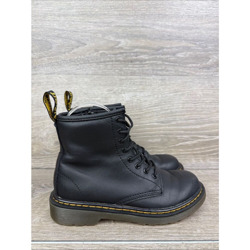 Dr Martens 1460J Little Boy Sz 2 Black Leather Lace Up 8-Eye Zip Combat Boots